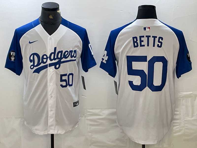 Men's Los Angeles Dodgers #50 Mookie Betts Number White Blue Fashion Stitched Cool Base Limited Jersey,We sell and wholesale Men's Los Angeles Dodgers #50 Mookie Betts Number White Blue Fashion Stitched Cool Base Limited Jersey on line form chian!